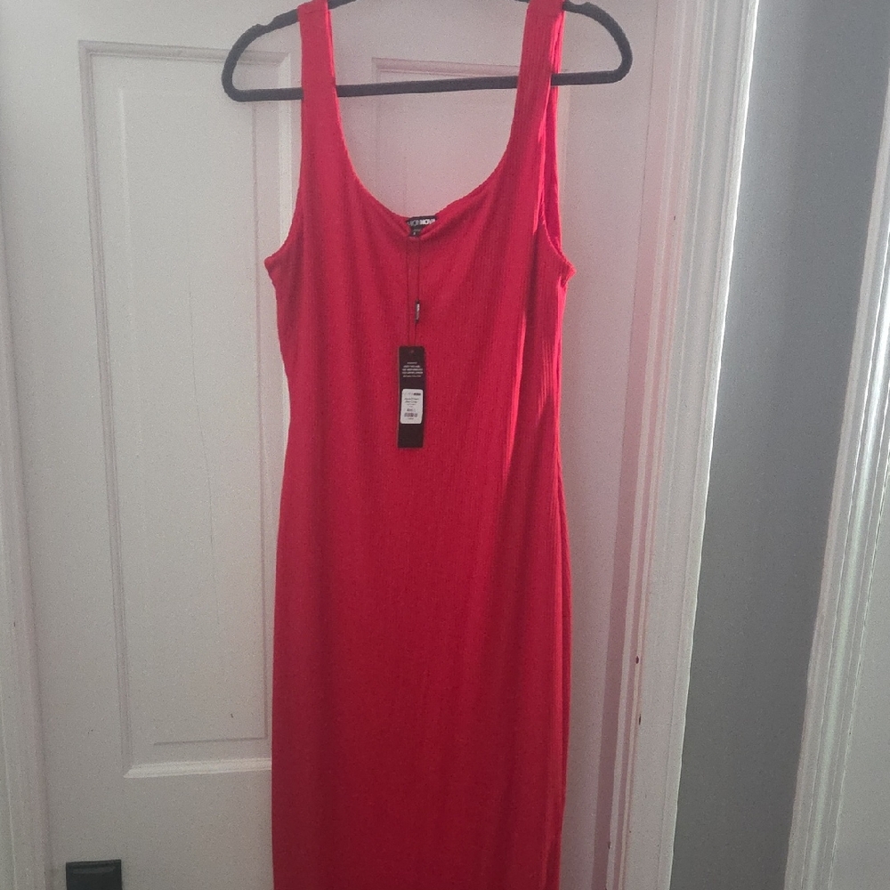 Fashion Nova Vibrant Red Midi Dress